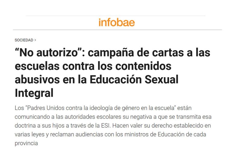 “No autorizo”: campaña de cartas a las escuelas contra los contenidos abusivos en la Educación Sexual Integral