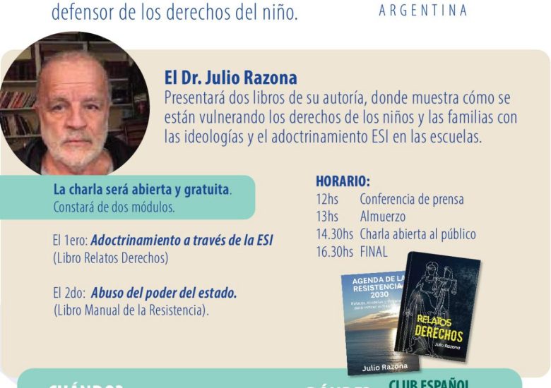 “Adoctrinamiento a través de la ESI” Presentación de Julio Razona en San Juan