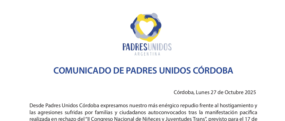Comunicado de Padres Unidos Córdoba