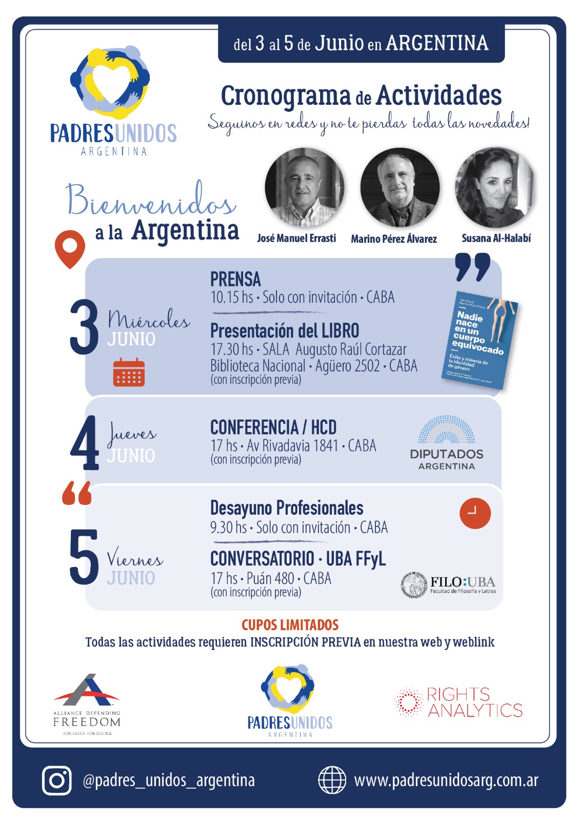 José Manuel Errasti, Marino Pérez Álvarez y Susana Al-Halabí llegan a Argentina